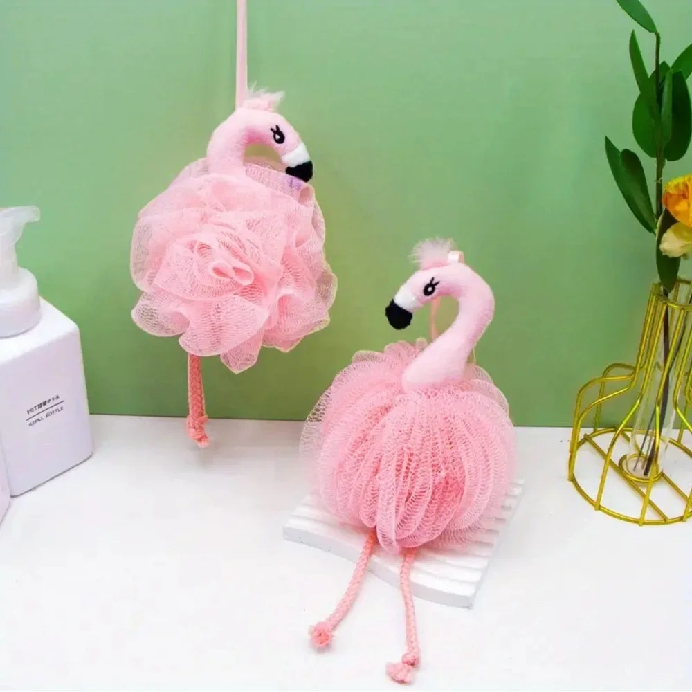 Pink Flamingo Bath Loofah Pink  One Piece